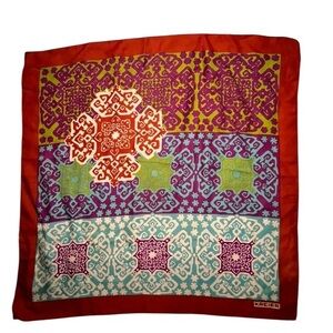 KREIER 1960s Vintage Swiss Silk Scarf, Geometric Colorful Art